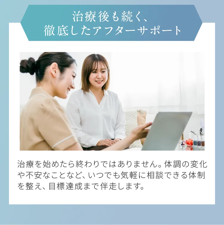 治療後も続く、徹底したアフターサポート